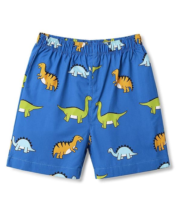 Babyhug Poplin Woven Above Knee Length Checkered & Bear Printed Boxers Pack of 3 - Brown & Blue