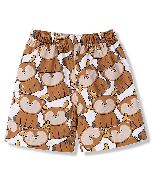 Babyhug Poplin Woven Above Knee Length Checkered & Bear Printed Boxers Pack of 3 - Brown & Blue