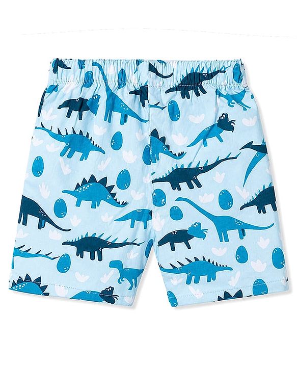 Babyhug Poplin Woven Above Knee Length Space & Dino Printed Boxer Pack of 3 - Navy & Yellow