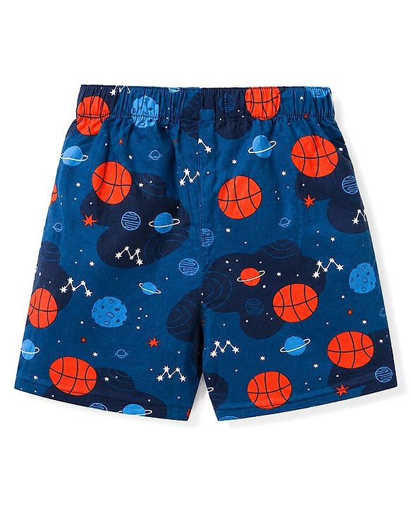 Babyhug Poplin Woven Above Knee Length Space & Dino Printed Boxer Pack of 3 - Navy & Yellow