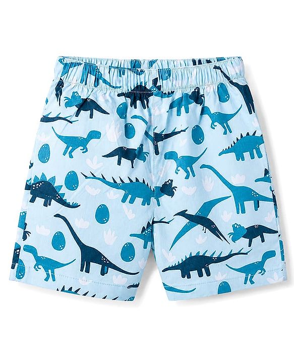 Babyhug Poplin Woven Above Knee Length Space & Dino Printed Boxer Pack of 3 - Navy & Yellow