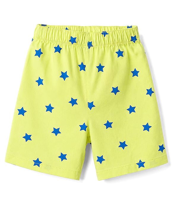 Babyhug Poplin Woven Above Knee Length Space & Dino Printed Boxer Pack of 3 - Navy & Yellow