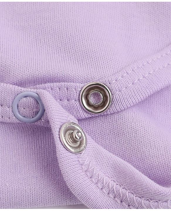 Babyhug 100% Cotton Interlock Knit Onesies with Rabbit Print Pack of 3 in Purple & White