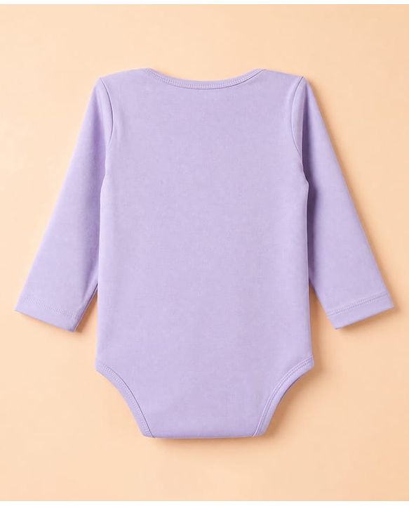 Babyhug 100% Cotton Interlock Knit Full Sleeves Rabbit Printed Onesie with Leggings & Cap Mittens and Booties - Purple
