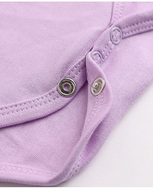 Babyhug 100% Cotton Interlock Knit Full Sleeves Rabbit Printed Onesie with Leggings & Cap Mittens and Booties - Purple