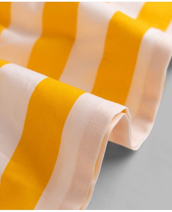 Babyhug Poplin Woven Sleeveless Striped Frock With Bow Applique - Yellow