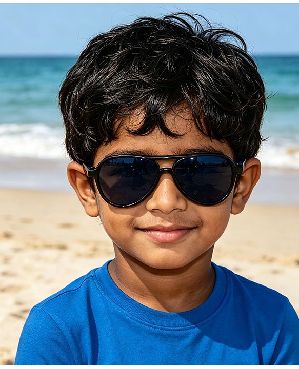 Babyhug Free Size Solid Coloured Sunglasses - Black & Blue