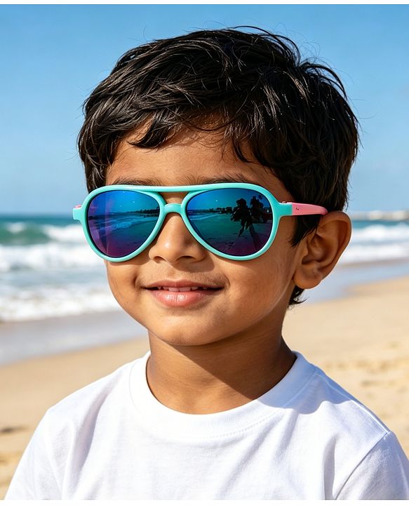 Babyhug Free Size Solid Coloured Sunglasses - Black & Blue