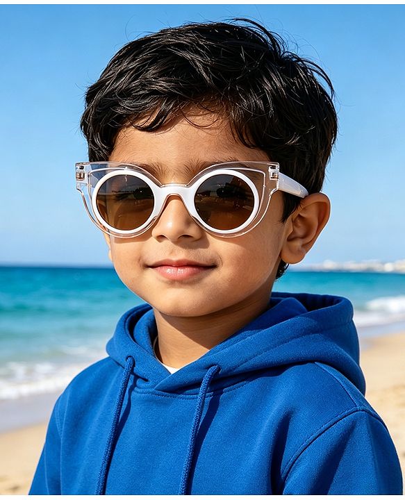 Babyhug Solid Coloured Sunglasses - White & Silver