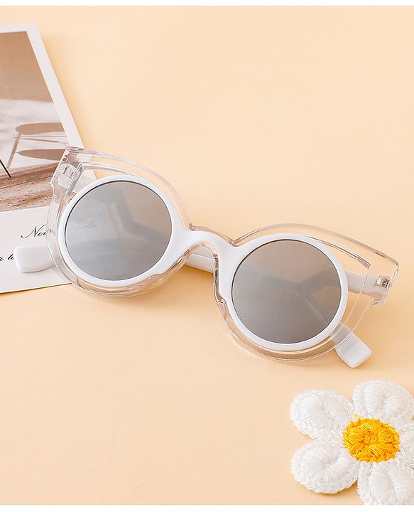 Babyhug Solid Coloured Sunglasses - White & Silver