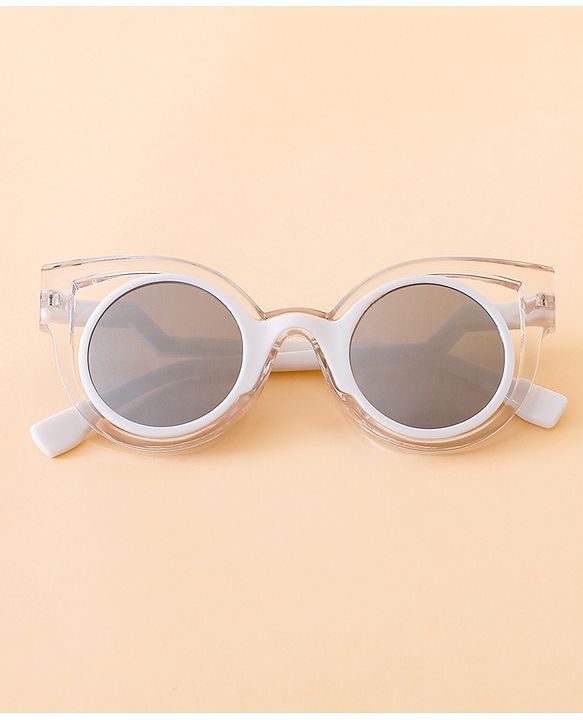 Babyhug Solid Coloured Sunglasses - White & Silver