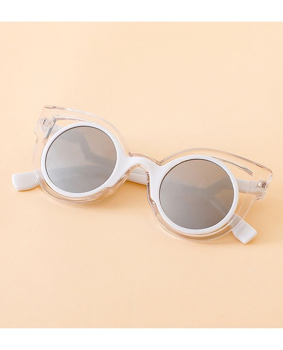 Babyhug Solid Coloured Sunglasses - White & Silver