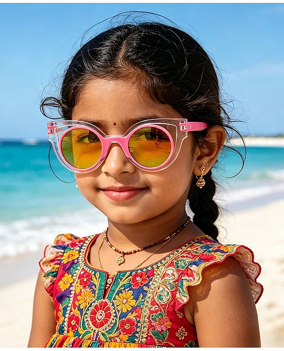 Babyhug Solid Coloured Sunglasses - White & Silver