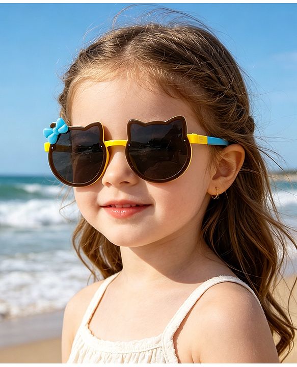 Babyhug Solid Coloured Sunglasses With Bow Applique - Black & Blue