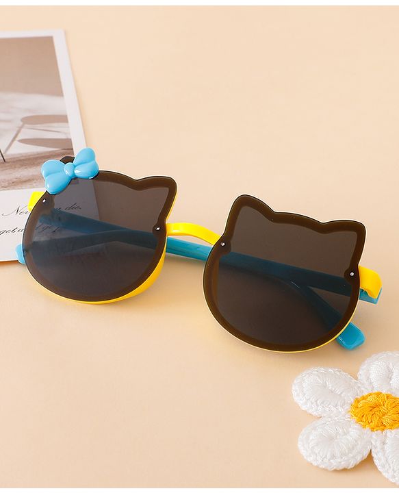 Babyhug Solid Coloured Sunglasses With Bow Applique - Black & Blue