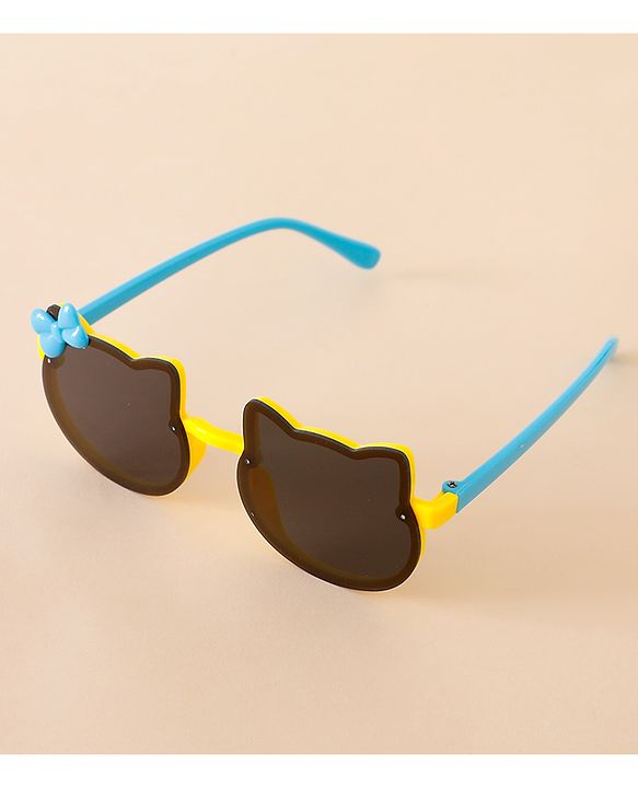 Babyhug Solid Coloured Sunglasses With Bow Applique - Black & Blue