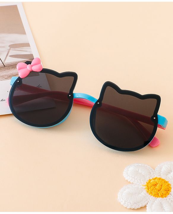 Babyhug Solid Coloured Sunglasses With Bow Applique - Black & Blue