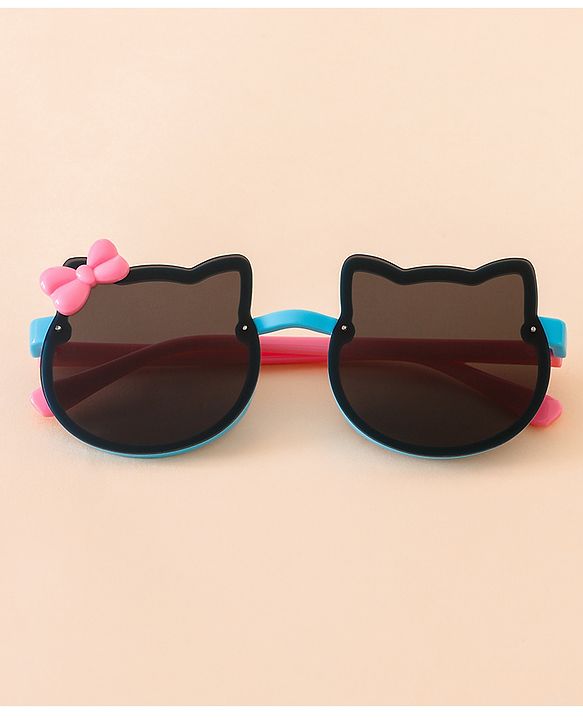 Babyhug Solid Coloured Sunglasses With Bow Applique - Black & Blue