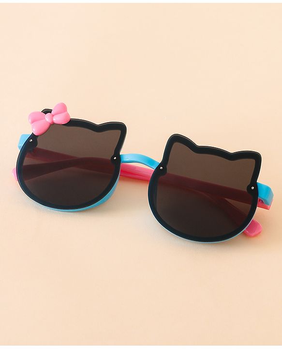 Babyhug Solid Coloured Sunglasses With Bow Applique - Black & Blue