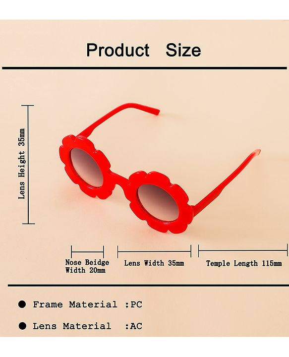 Babyhug Free Size Solid Color Floral Shaped Sunglasses - Red