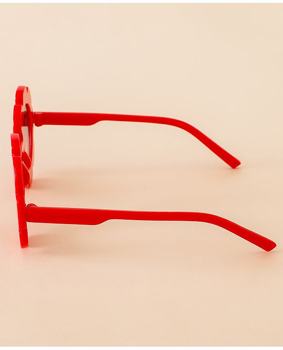 Babyhug Free Size Solid Color Floral Shaped Sunglasses - Red