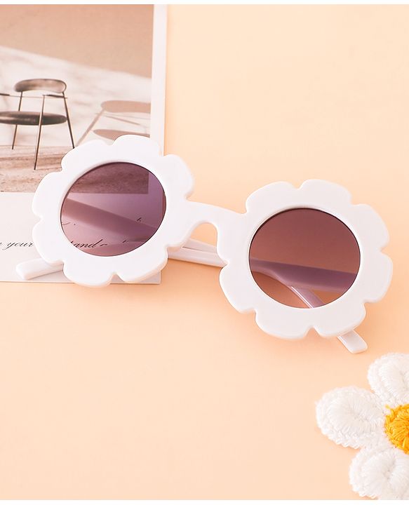Babyhug Free Size Solid Color Floral Shaped Sunglasses - Red