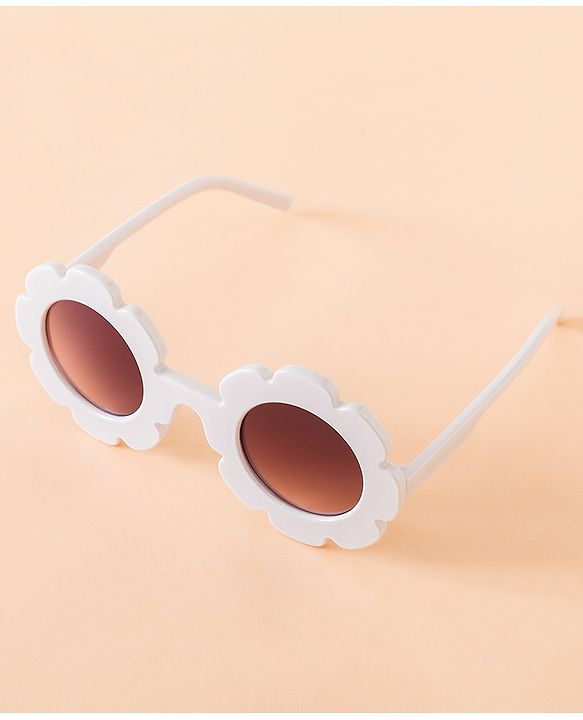 Babyhug Free Size Solid Color Floral Shaped Sunglasses - Red