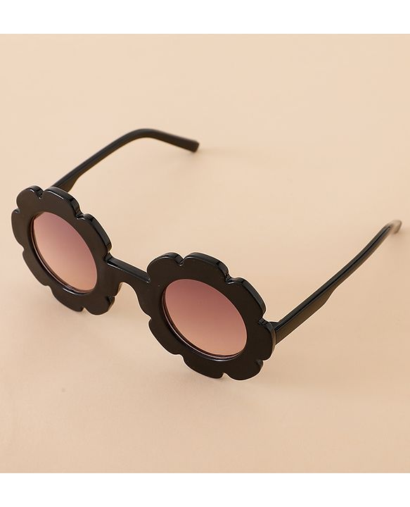 Babyhug Free Size Solid Color Floral Shaped Sunglasses - Red