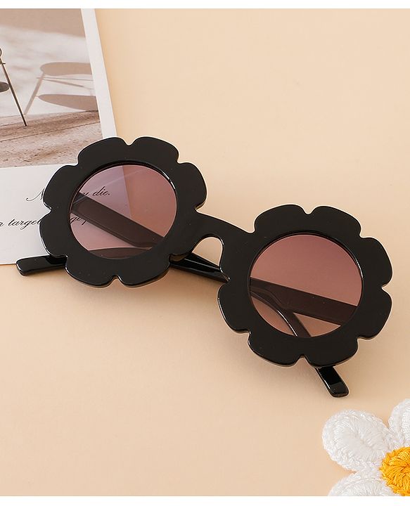 Babyhug Free Size Solid Color Floral Shaped Sunglasses - Red