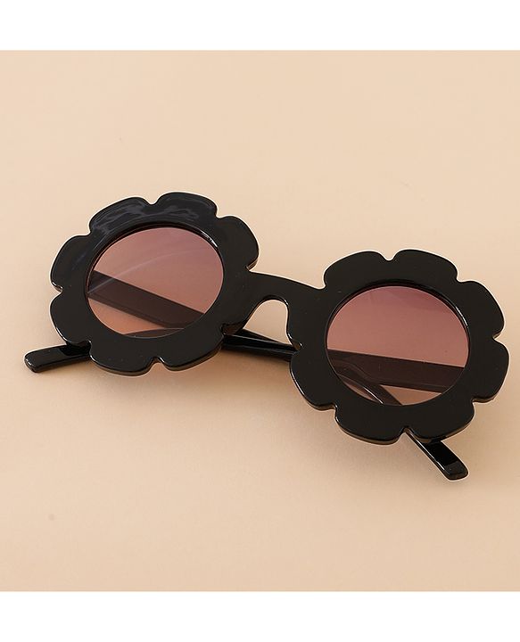 Babyhug Free Size Solid Color Floral Shaped Sunglasses - Red