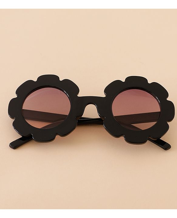 Babyhug Free Size Solid Color Floral Shaped Sunglasses - Red