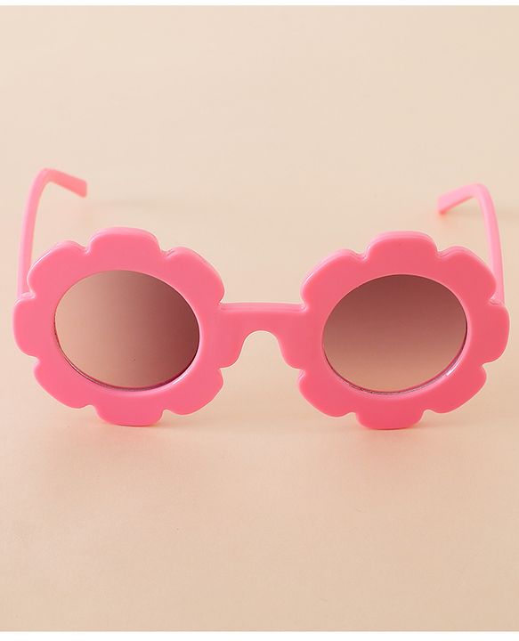 Babyhug Free Size Solid Color Floral Shaped Sunglasses - Red