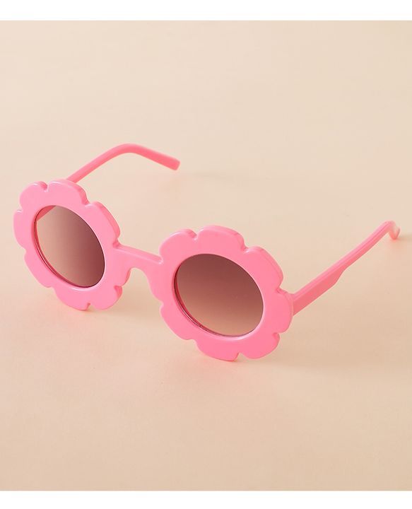 Babyhug Free Size Solid Color Floral Shaped Sunglasses - Red