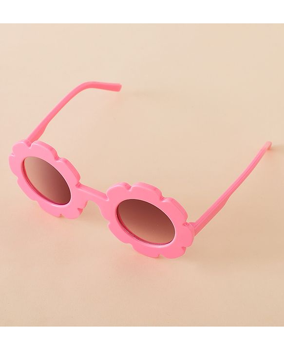 Babyhug Free Size Solid Color Floral Shaped Sunglasses - Red