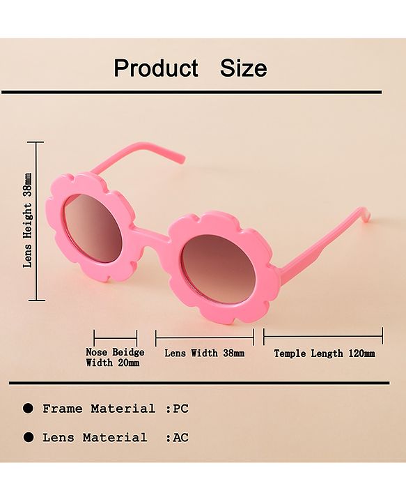 Babyhug Free Size Solid Color Floral Shaped Sunglasses - Red