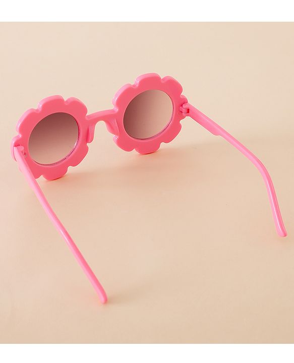 Babyhug Free Size Solid Color Floral Shaped Sunglasses - Red