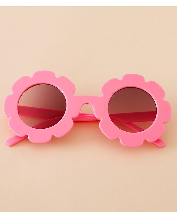 Babyhug Free Size Solid Color Floral Shaped Sunglasses - Red
