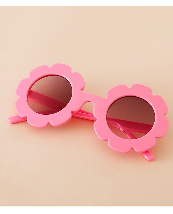 Babyhug Free Size Solid Color Floral Shaped Sunglasses - Red