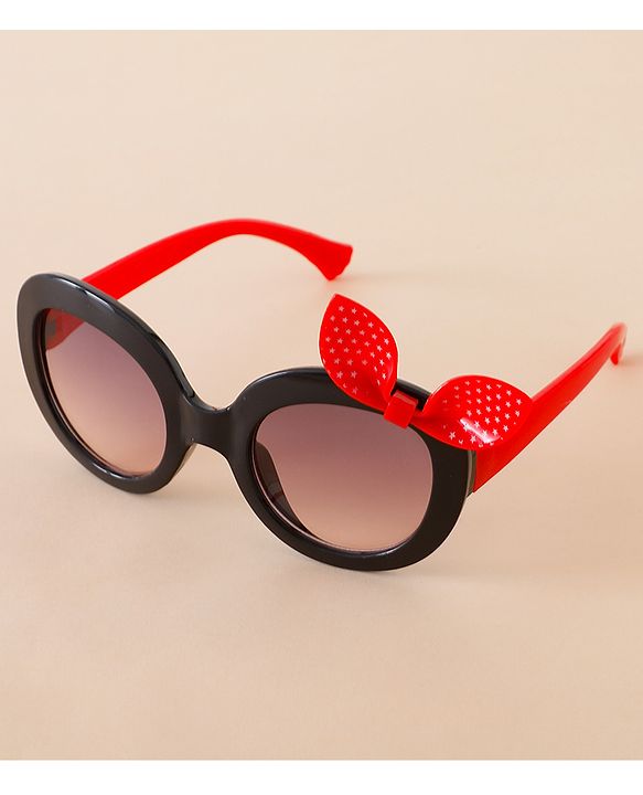 Babyhug Solid Coloured Sunglasses With Bow Applique - Black & Red