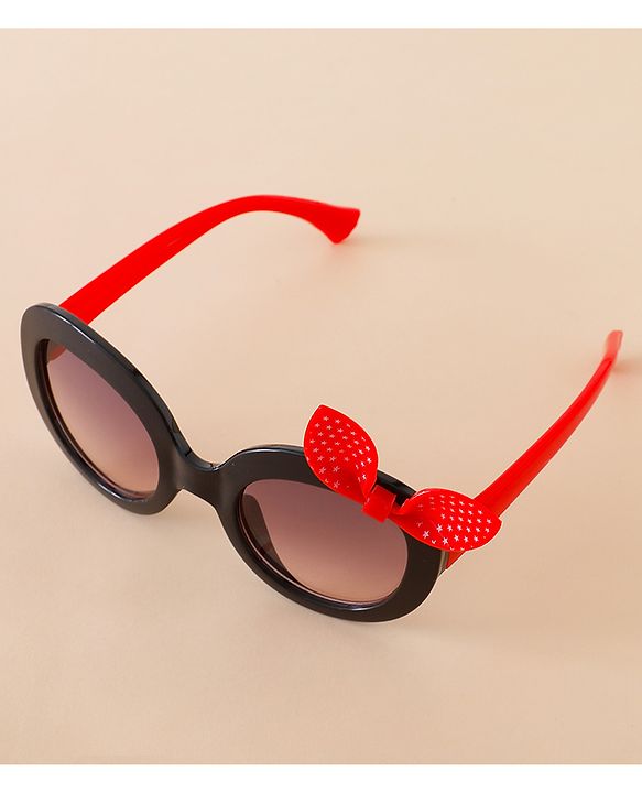 Babyhug Solid Coloured Sunglasses With Bow Applique - Black & Red