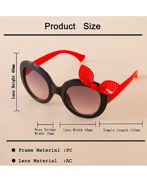 Babyhug Solid Coloured Sunglasses With Bow Applique - Black & Red
