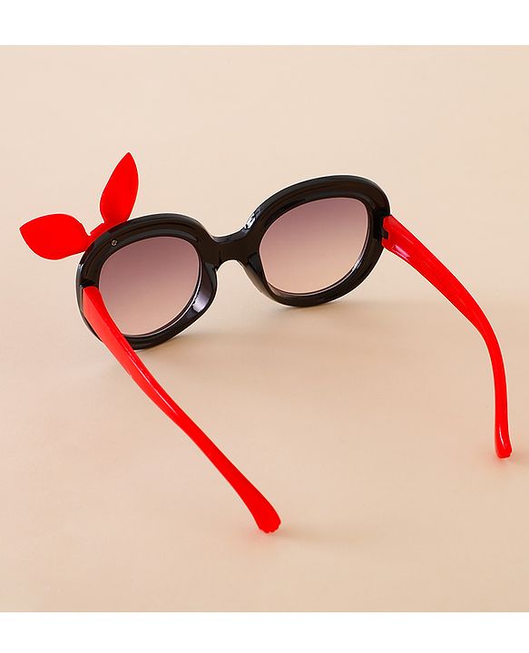 Babyhug Solid Coloured Sunglasses With Bow Applique - Black & Red