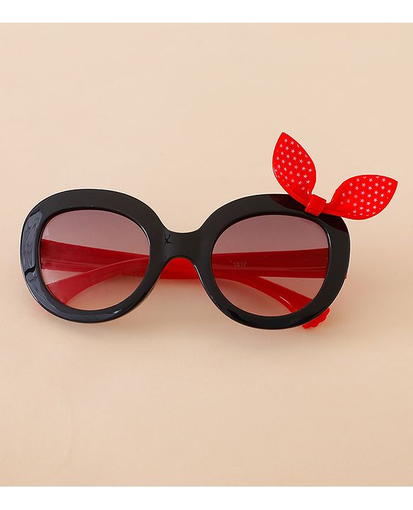 Babyhug Solid Coloured Sunglasses With Bow Applique - Black & Red
