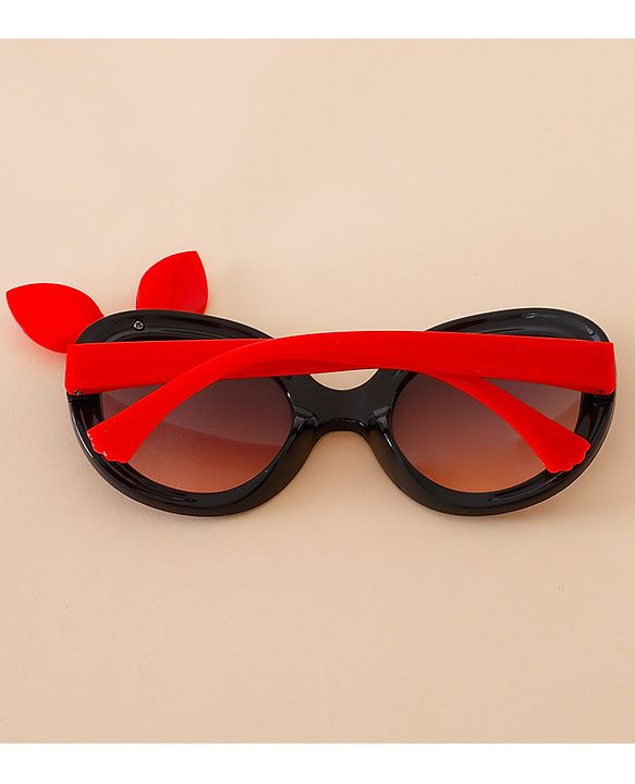 Babyhug Solid Coloured Sunglasses With Bow Applique - Black & Red