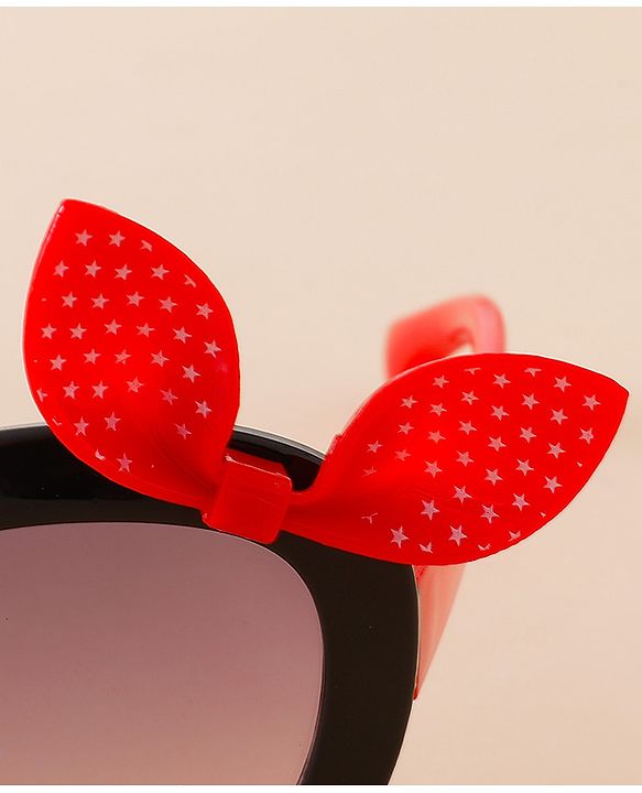 Babyhug Solid Coloured Sunglasses With Bow Applique - Black & Red