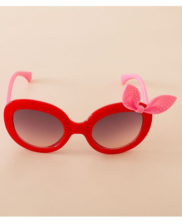 Babyhug Solid Coloured Sunglasses With Bow Applique - Black & Red