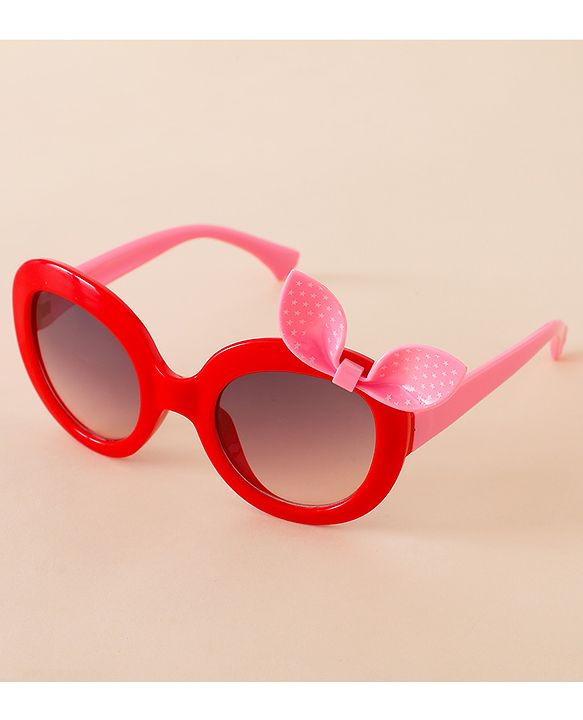 Babyhug Solid Coloured Sunglasses With Bow Applique - Black & Red