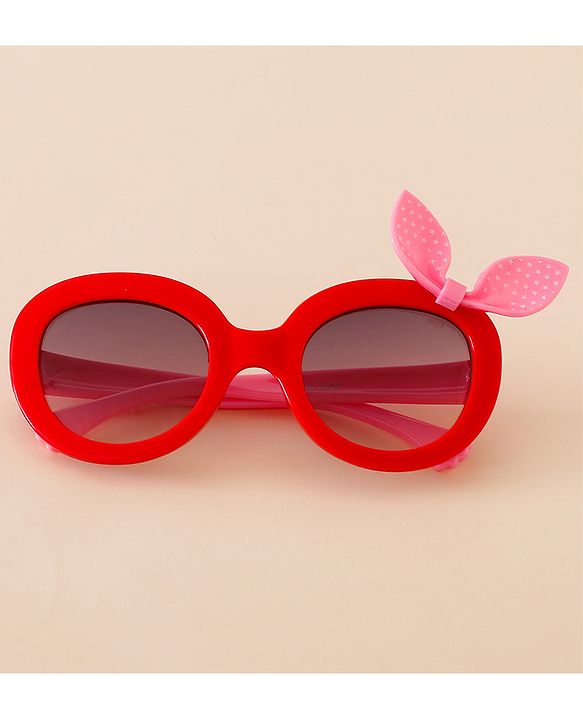 Babyhug Solid Coloured Sunglasses With Bow Applique - Black & Red