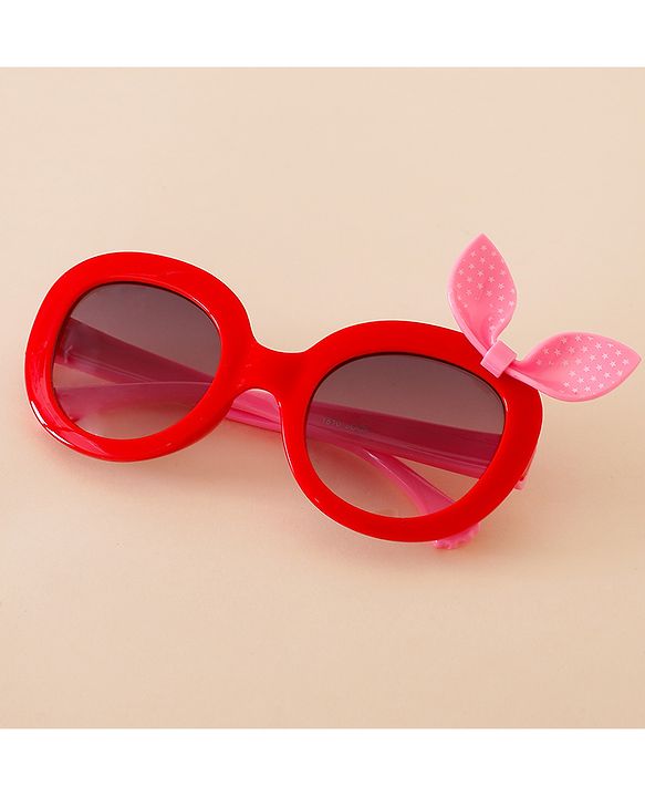 Babyhug Solid Coloured Sunglasses With Bow Applique - Black & Red
