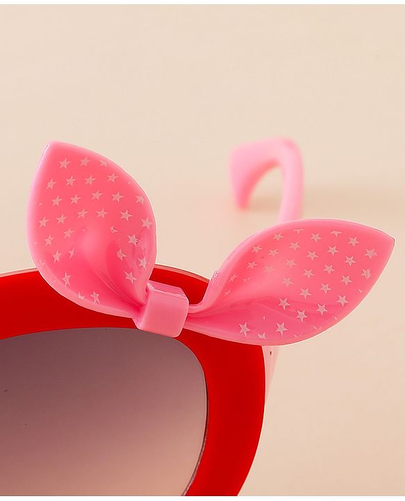 Babyhug Solid Coloured Sunglasses With Bow Applique - Black & Red